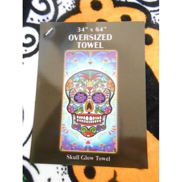 New Sugar Skull Oversized Day of the Dead Towel Beach Bath Pool Gift Velour SOFT - Picture 3 of 4